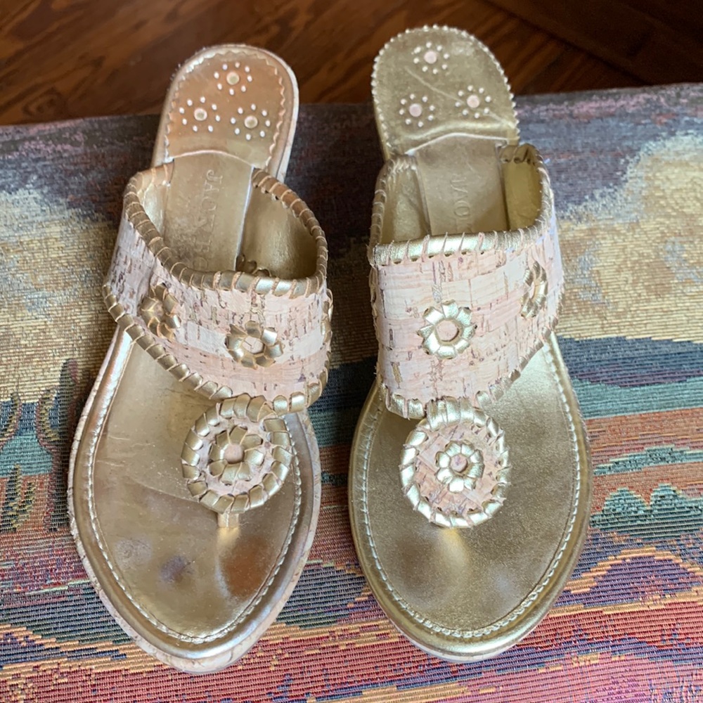 Gold/cork Jack Rogers Wedge Sandals